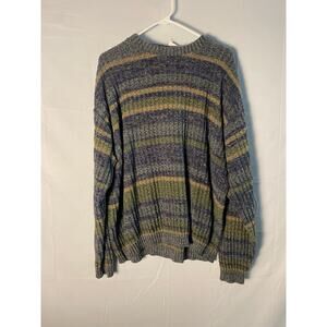 Vintage Fieldmaster Grey Green Striped Pullover Sweater Knit Cotton Men's XL